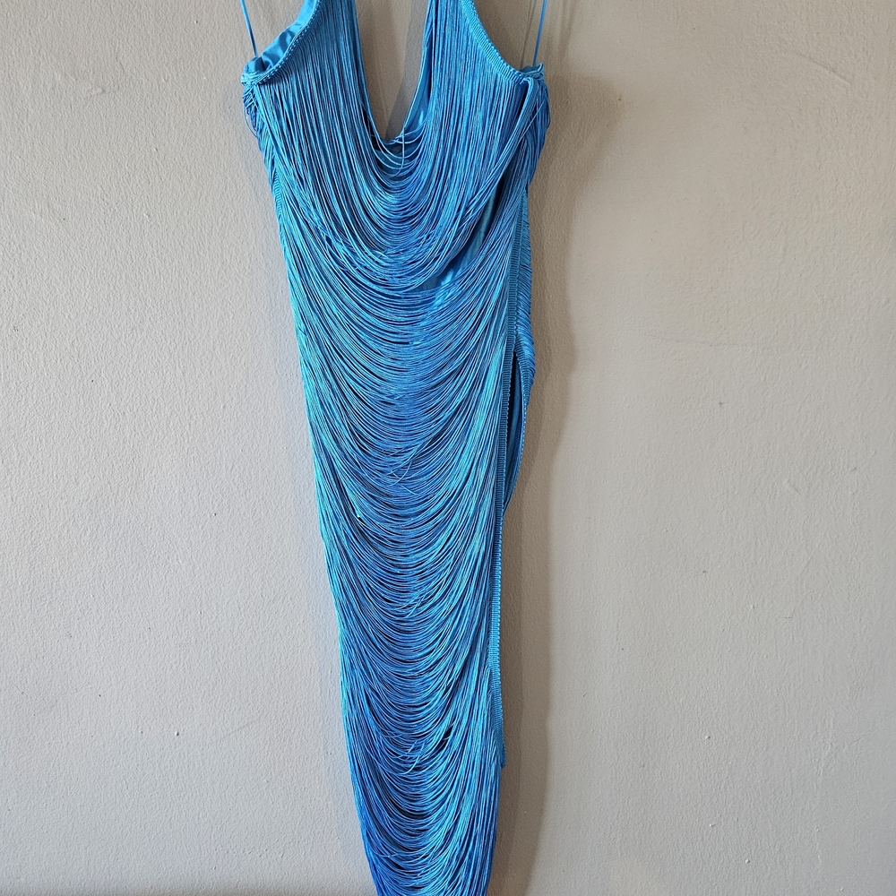 Elegant Blue Fringe Dress